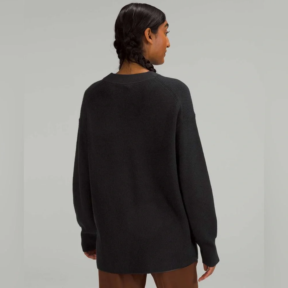 Lululemon Merino Wool Blend Ribbed Crewneck Sweater Black 10